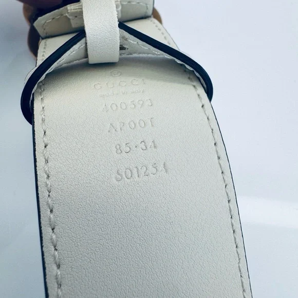 Gucci Gg Marmont White Leather Belt 400593 85/34